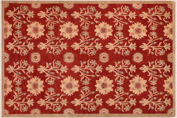 handmade Transitional Kafkaz Chobi Ziegler Rust Tan Hand Knotted RECTANGLE 100% WOOL area rug 6 x 9